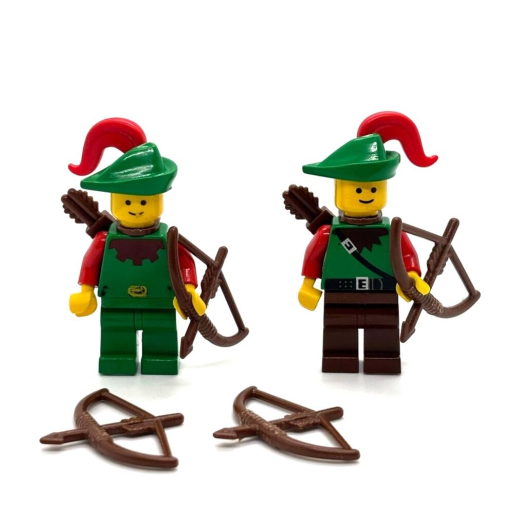 LEGO Castle Forestmen Set of 2 with Bows & Arrows, Hats - Vintage